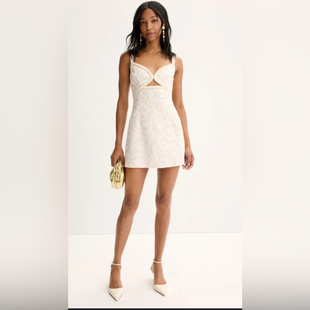 Rebecca Vallance White and Gold Mini Dress